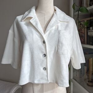 NWT Aqua Swim Terrycloth Cropped Shirt